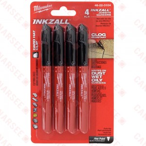 (Pack of 4) Fine Point Inkzall Jobsite Permanent Markers, Black