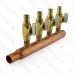 4-branch 1/2” PEX-A Copper Manifold w/ Valves, 3/4” M. Sweat x Closed, LF