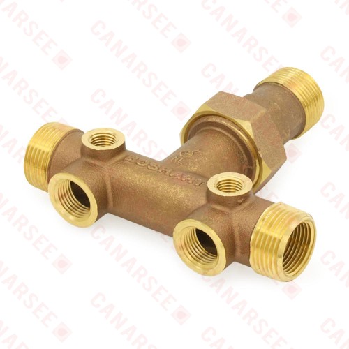 1" MPT x 4-1/2" Union Brass Short Well Tank Tee (Lead-Free)