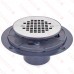 Round PVC Shower Pan Drain w/ Screw-on 19-Gauge St. Steel Strainer, 2" Hub x 3" Inside Fit (less test plug)
