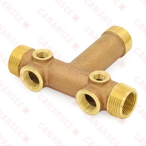 1" MPT x 3-5/8" Solid Brass Short Well Tank Tee (Lead-Free)