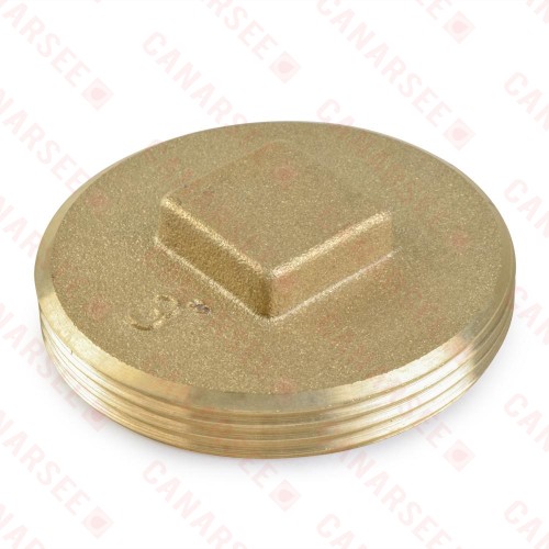 Heavy-Duty Brass Threaded Cleanout Plug w/ Raised Square Head, 3" MIP