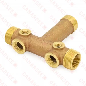 1" MPT x 3-5/8" Solid Brass Short Well Tank Tee (Lead-Free)