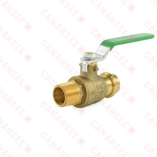 3/4" Press x 3/4" MPT Threaded Brass Ball Valve, Full Port, Lead-Free