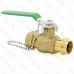 3/4" Press x 3/4" Male Garden Hose Brass Ball Valve w/ Cap & Chain, Lead-Free