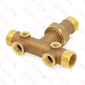 1" MPT x 4-1/2" Union Brass Short Well Tank Tee (Lead-Free)