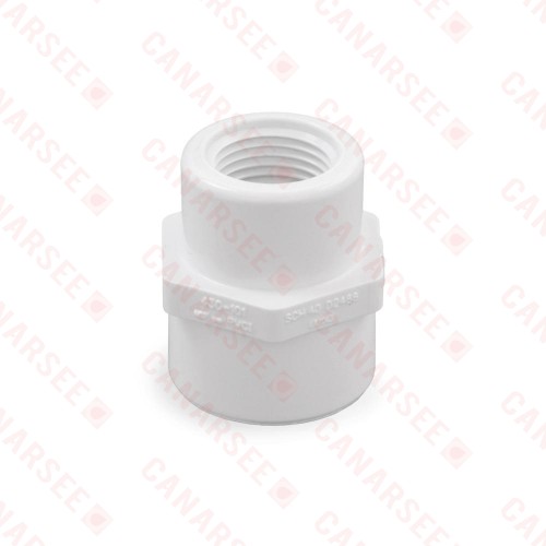 3/4" x 1/2" PVC (Sch. 40) FIP x FIP Coupling