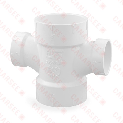 3" x 2" PVC DWV Double Sanitary Tee