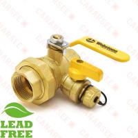 1-1/4” NPT Threaded Union Ball Valve w/ Hose Drain, Full Port (Lead-Free)