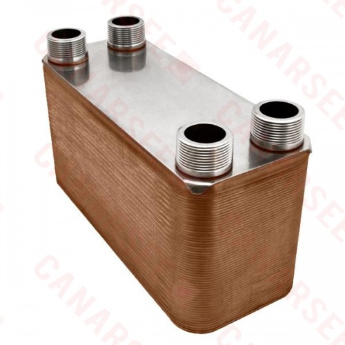 60-Plate, 5" x 12" Brazed Plate Heat Exchanger with 1-1/4" MNPT Ports