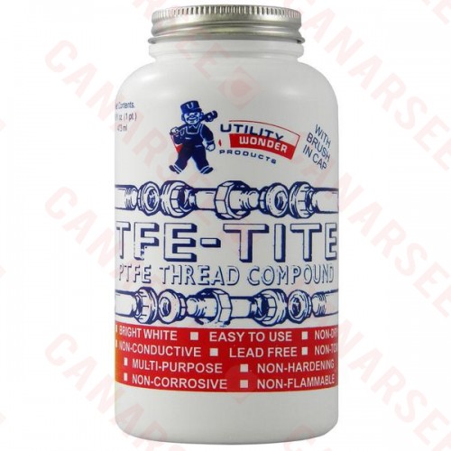 TFE-Tite PTFE Pipe Joint Compound (Teflon Paste) w/ Brush Cap, 16 oz (1 pint)