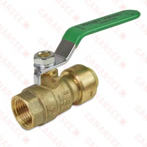 1/2" Push To Connect x 1/2" FPT Brass Ball Valve, Lead-Free