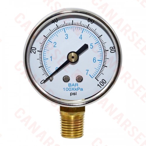 100 psi Pressure Gauge w/ 1/4" MNPT connection