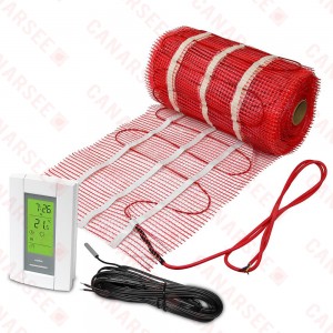 Senphus 2FHK-10 10 sq. ft. Electric Radiant Heat Kit w/ 5-2 Days Programmable Thermostat, sensor 110V ~ 120V