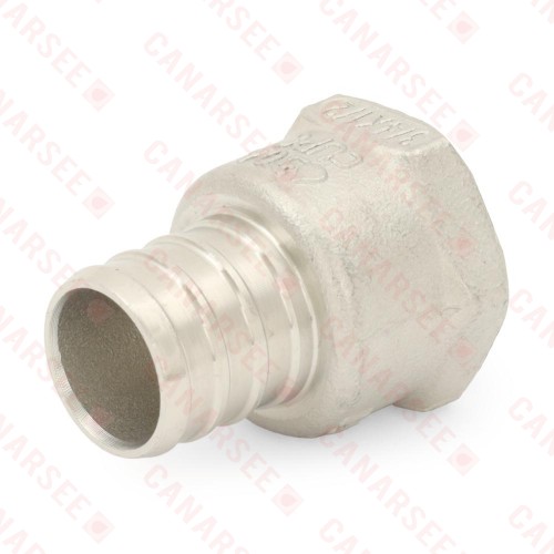 3/4" PEX x 1/2" Female Threaded Adapter, 304 St. Steel (Lead-Free)