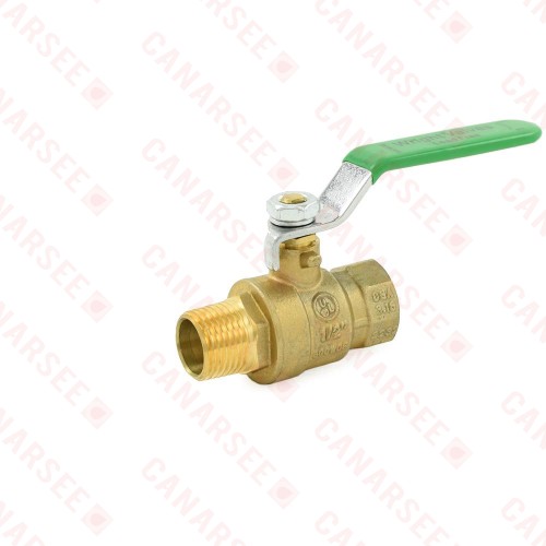 1/2" Male x 1/2" Female NPT Threaded Brass Ball Valve, Full Port, Lead-Free