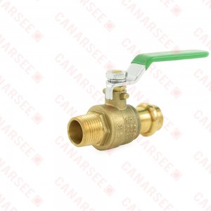 1/2" Press x 1/2" MPT Threaded Brass Ball Valve, Full Port, Lead-Free