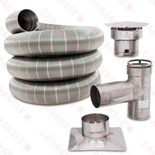 8" x 35ft Smoothcore (Smooth Wall) 316Ti Stainless Steel All-Fuel Chimney Liner Tee Kit