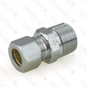 3/8" OD No Tube Stop x 3/8" MIP Threaded Compression Adapter, Chrome Plated, Lead-Free
