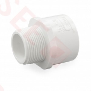 1-1/2" Barbed Insert x 1-1/4" Male NPT Threaded PVC Reducing Adapter, Sch 40, Gray