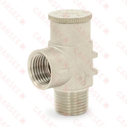 1/2" MPT, 304 St. Steel Pressure Relief Valve 75 psi (Lead-Free)..