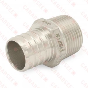1" PEX x 3/4" Male Threaded Adapter, 304 St. Steel (Lead-Free)