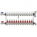 Rifeng SSM212 12-branch Radiant Heat Manifold, Stainless Steel, for PEX, 1/2" Adapters Incl.