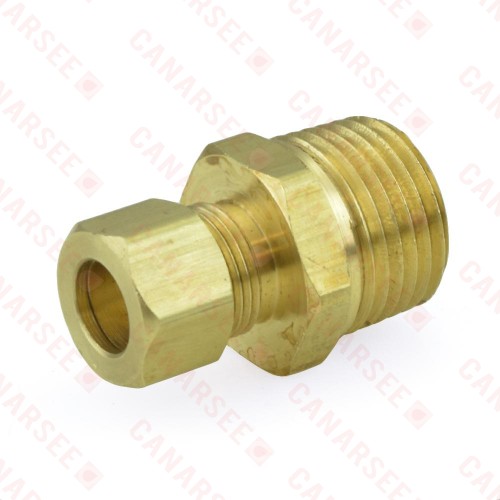 3/8" OD No Tube Stop x 1/2" MIP Threaded Compression Adapter, Lead-Free