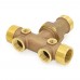 1-1/4" MPT x 4-1/2" Union Brass Short Well Tank Tee (Lead-Free)