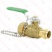 1/2" Press x 3/4" Male Garden Hose Brass Ball Valve w/ Cap & Chain, Lead-Free