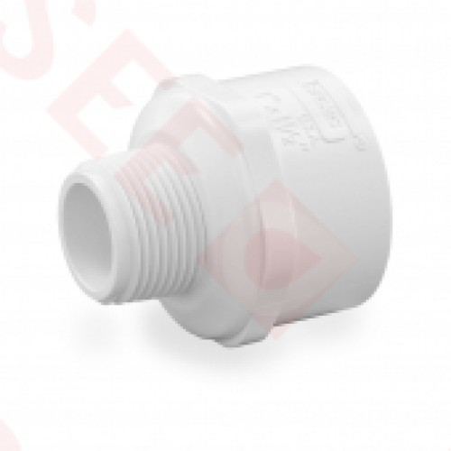 1-1/2" Barbed Insert x 1" Male NPT Threaded PVC Reducing Adapter, Sch 40, Gray