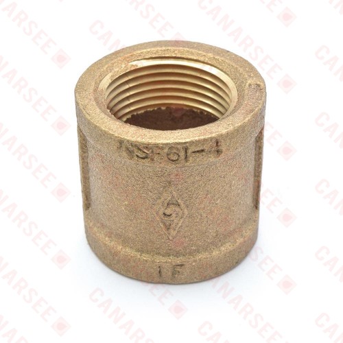1" FPT Brass Coupling, Lead-Free