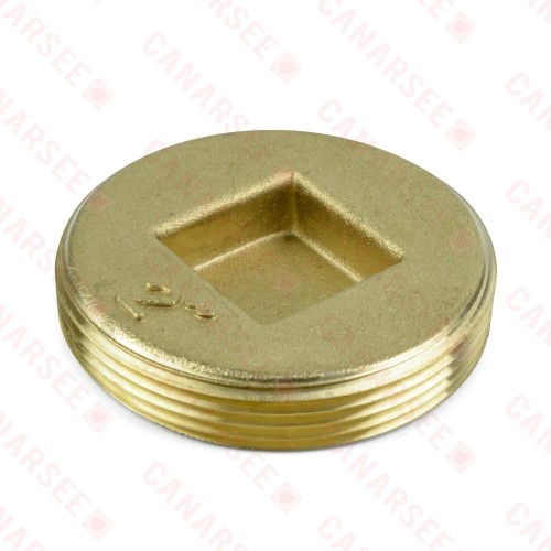 Heavy-Duty Brass Threaded Flush Cleanout Plug w/ Countersunk Square Head, 2" MIP