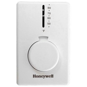 Honeywell T4398A1021 T4398 Series Non Programmable Heat Only Thermostat, Settable 50 F to 80 F