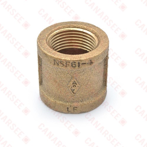 3/4" FPT Brass Coupling, Lead-Free