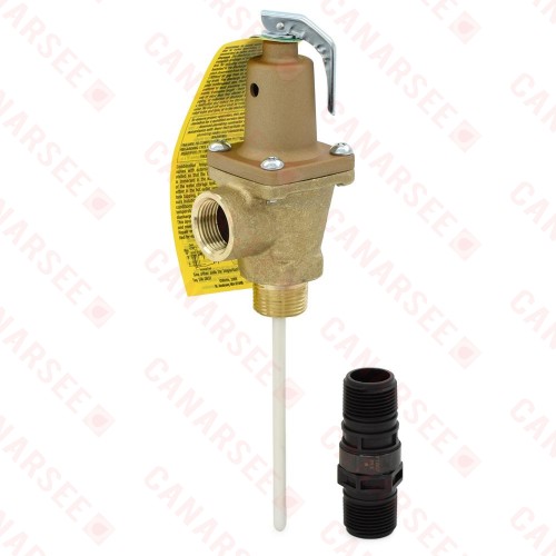 LF40XL-5, 3/4" High-Capacity Temperature & Pressure T&P Relief Valve w/ 5" Probe, 150psi/210°F