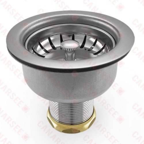 St. Steel Kitchen Sink Deep Double Cup Drain Strainer w/ Ball Locking Post Basket (Solid Brass Nuts)