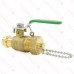 1/2" Press x 3/4" Male Garden Hose Brass Ball Valve w/ Cap & Chain, Lead-Free