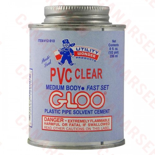 Medium-Body Fast-Set PVC Cement w/ Dauber, Clear, 8 oz (1/2 pint)