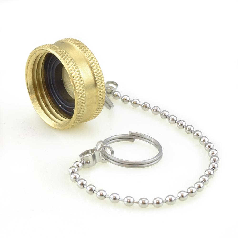 3/4” Garden Hose Brass Cap w/ Washer and Chain (Bag of 10) Plumbing