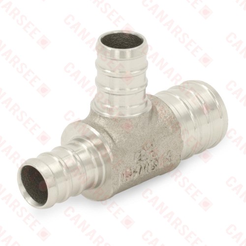 3/4" PEX x 1/2" x 1/2" PEX 304 St. Steel Reducing Tee (Lead-Free)..