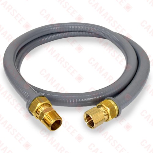 60" PVC-Coated, Propane Tank Gas Connector, 1/2" MIP x 1/2" FIP, 1/2" ID