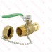 1/2" Press x 3/4" Male Garden Hose Brass Ball Valve w/ Cap & Chain, Lead-Free