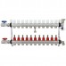 Rifeng SSM111 11-branch Radiant Heat Manifold, Stainless Steel, for PEX, 1/2" Adapters Incl.