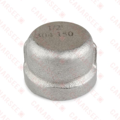 1/2" 304 Stainless Steel Cap, FNPT threaded