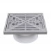 PVC Floor Drain w/ Square Matte Stainless Steel Strainer & Ring, 2" Hub x 3" Inside Fit
