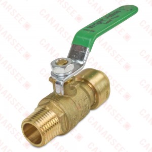1/2" Push To Connect x 1/2" MPT Brass Ball Valve, Lead-Free