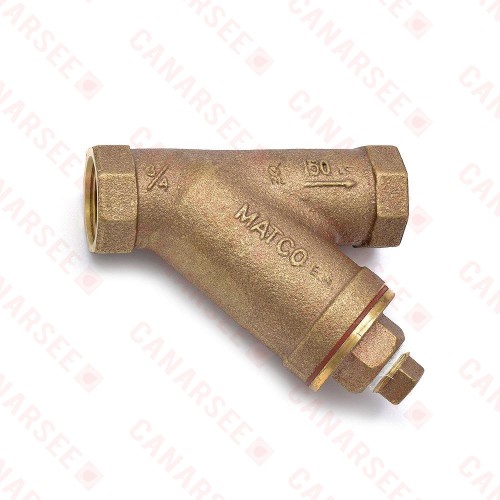 3/4” FPT Cast Brass Y-Strainer w/ Plug, Lead Free