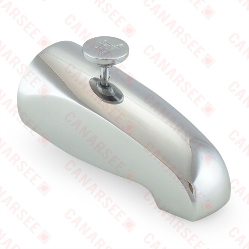 5" long, 1/2" or 3/4" FIP Base Connection Solid Brass Tub Spout w/ Shower Diverter, Chrome Plated