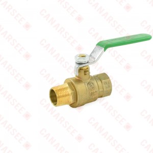 1/2" Male x 1/2" Female NPT Threaded Brass Ball Valve, Full Port, Lead-Free